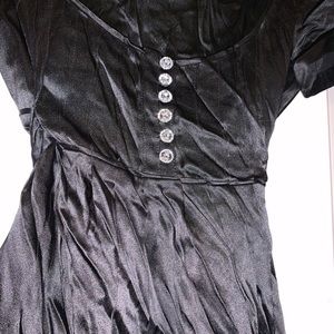 BEBE satin rhinestone studded tie cocktail dress